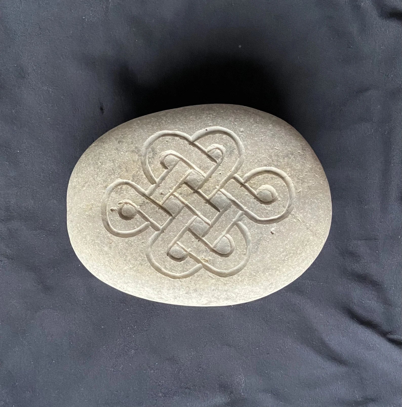 Stone Carved Buddhist and Hindu Endless Knot Symbol