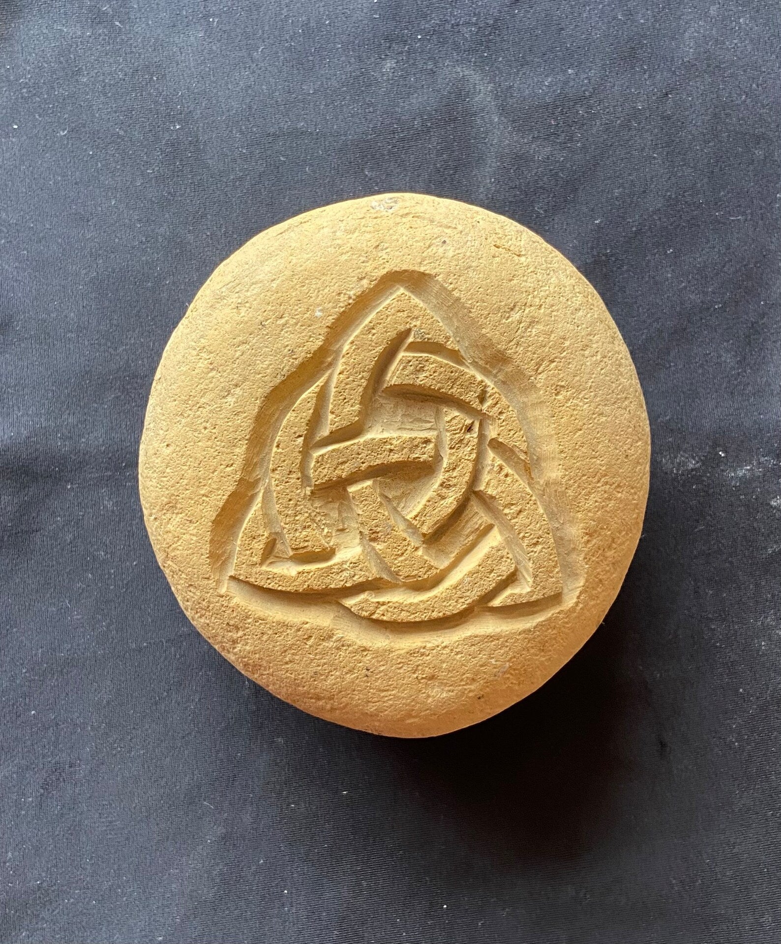 Stone Carved Celtic Triquetra and Circle of Eternity