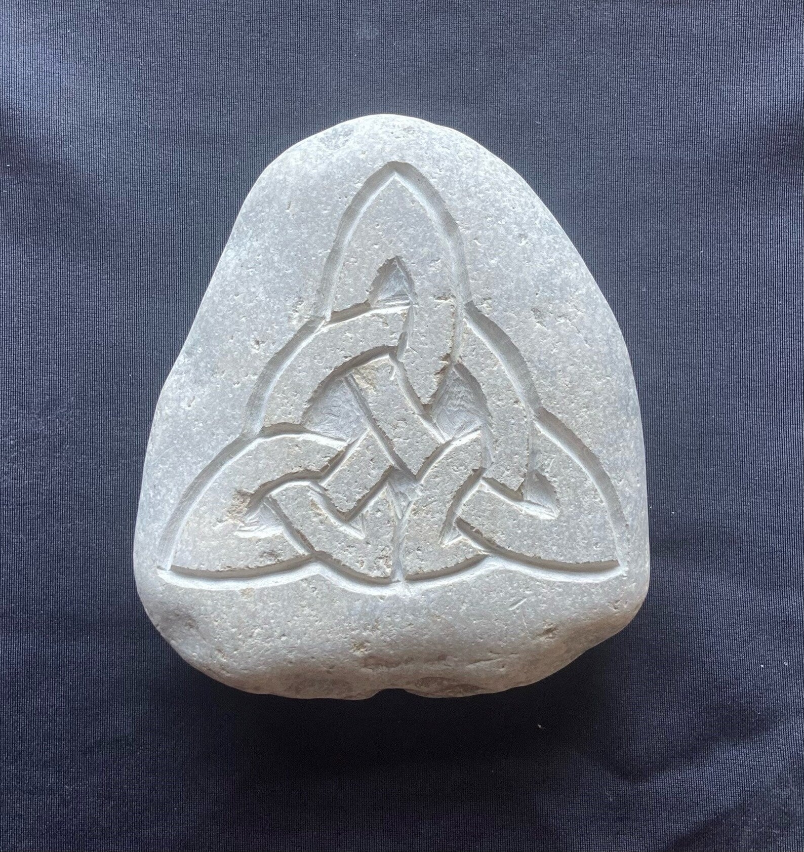 Stone Carved Celtic Triquetra and Circle of Eternity