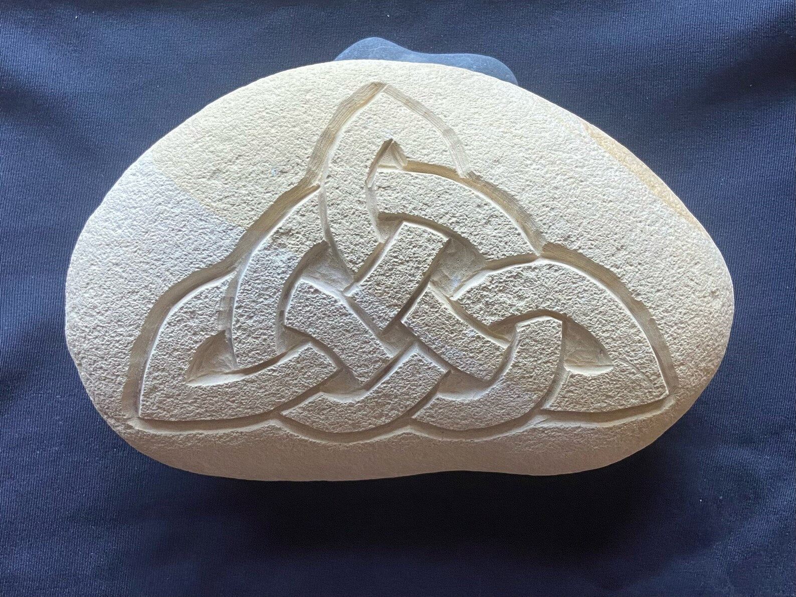 Stone Carved Celtic Triquetra and Circle of Eternity