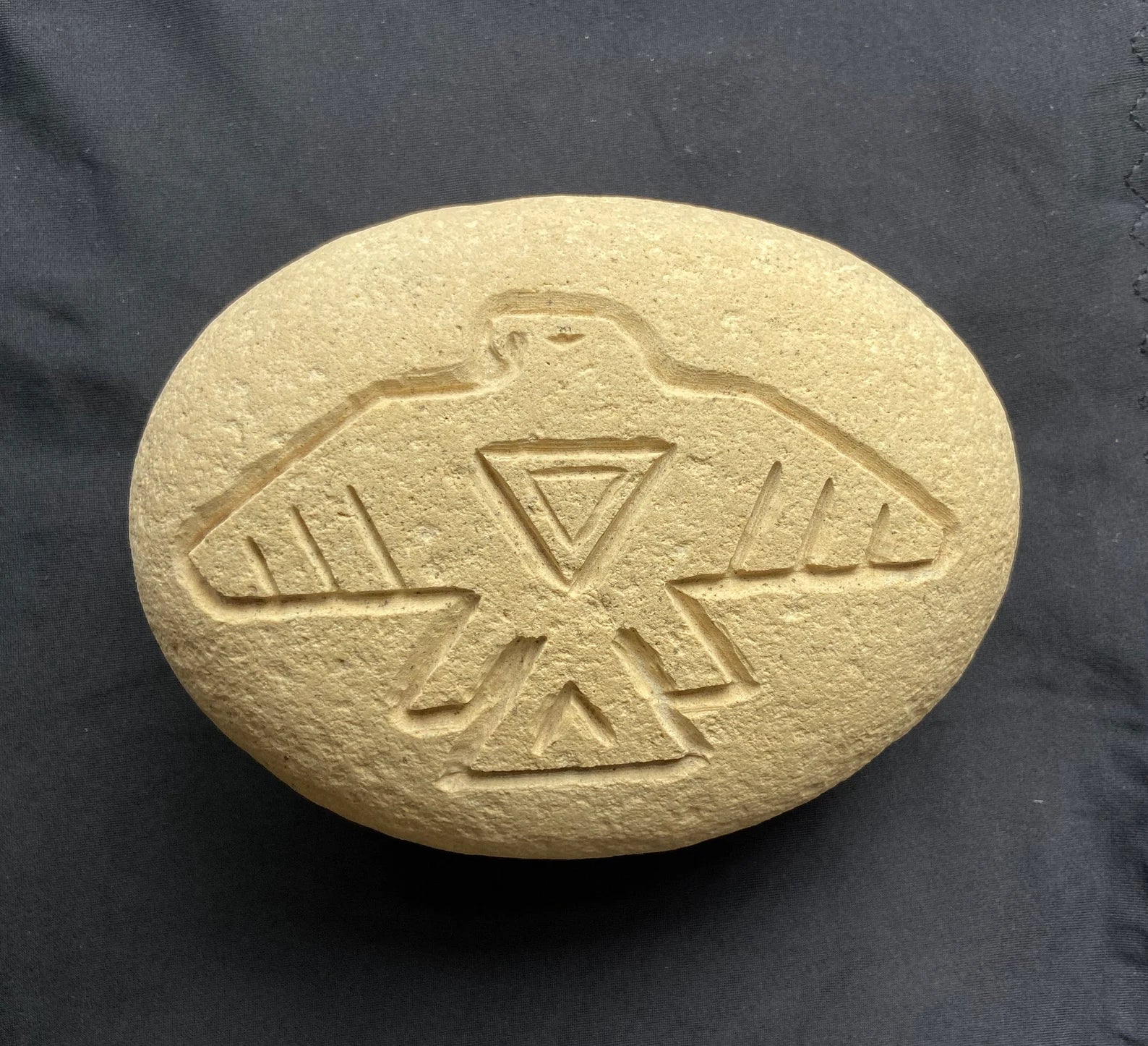 Stone Carved Lakota Thunderbird Symbol