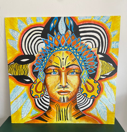 Maya Sun Priestess (acrylic painting)