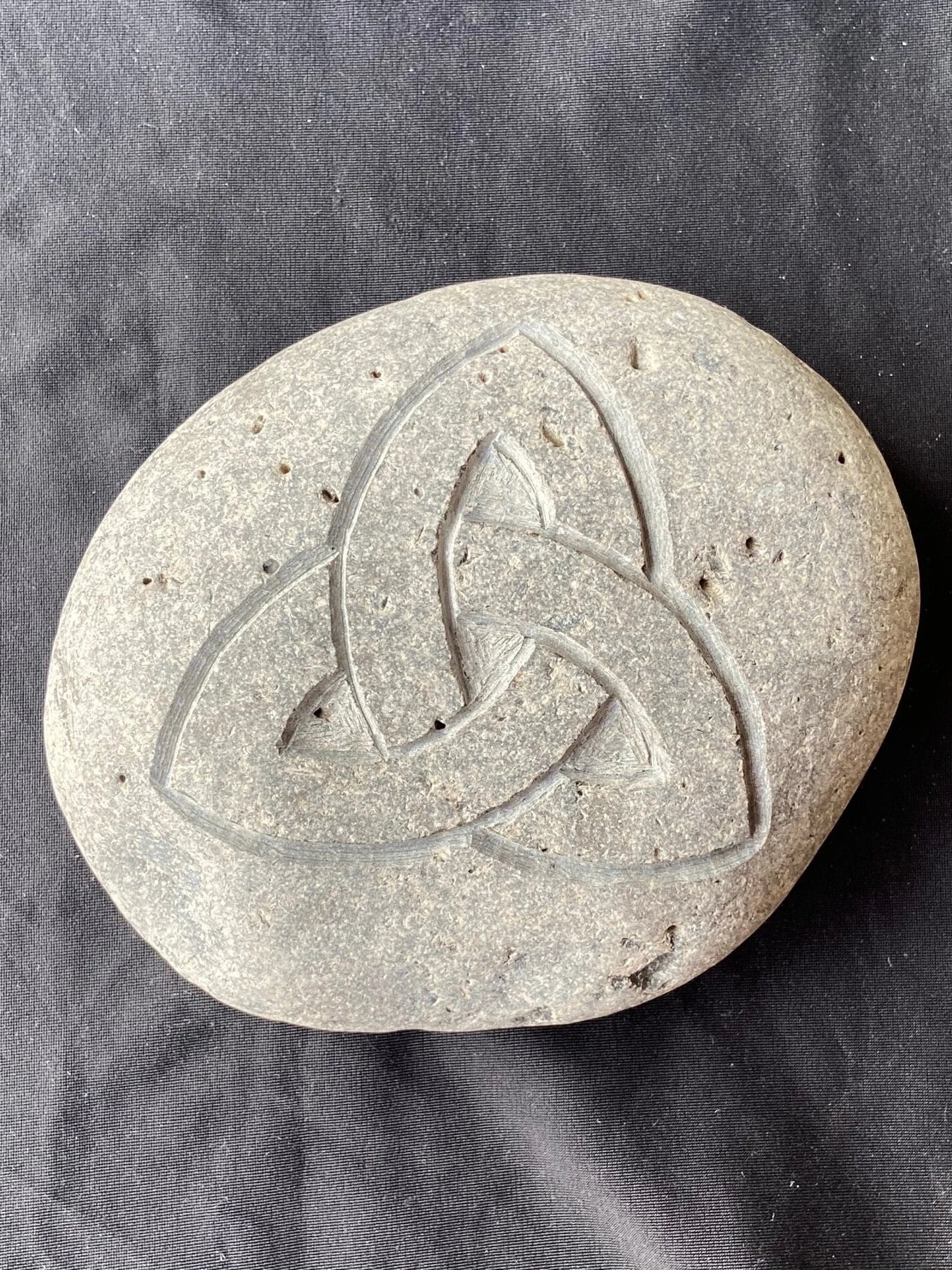 Stone Carved Celtic Triquetra Trinity Knot