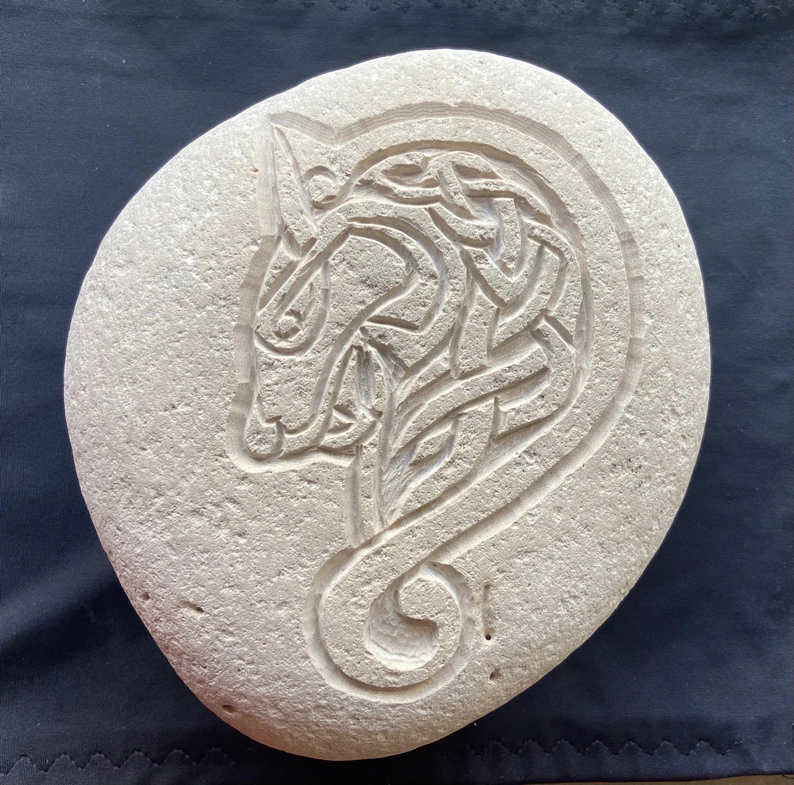 Stone Carved Celtic Wolf